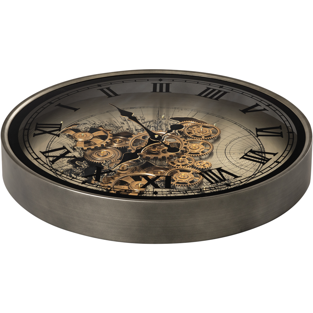 Phantom Dial Luxury Designer Wall Clock For Living Room With Moving Gear Mechanism Buy Wall Clock Online - Medium (Black) (Steel Body)