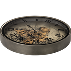 Phantom Dial Luxury Designer Wall Clock For Living Room With Moving Gear Mechanism Buy Wall Clock Online - Medium (Black) (Steel Body)