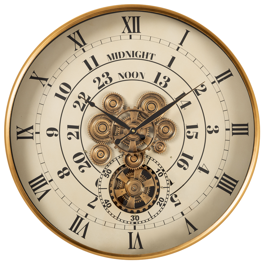 Mystic Motion Luxury Designer Watches Wall Clock For Living Room With Moving Gear Mechanism Buy Wall Clock Online - Big (White) (Steel Body)