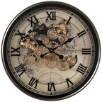 Phantom Dial Luxury Designer Wall Clock For Living Room With Moving Gear Mechanism Buy Wall Clock Online - Medium (Black) (Steel Body)