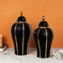 Elysian Garden Decorative Vase And Showpiece - Set Of 2 (Black)