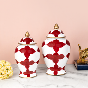 Cherry Blossom Ceramic Vases & Decorative Showpiece - Set Of 2