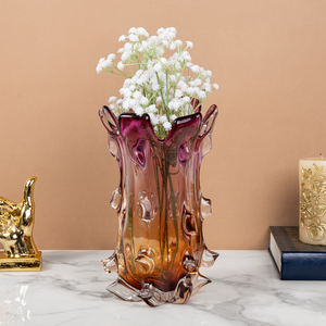 Blushing Bloom Handblown  Glass Vase & Decorative showpiece