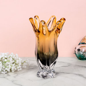 Golden Glow Handblown  Glass Vase & Decorative showpiece