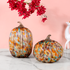 Harvest Glow Handblown Glass Pumpkin Decorative showpiece - Set of 2