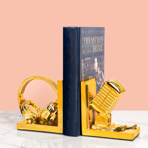 Golden Mic and Headphone Bookend