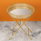 Golden Aura Circular Metal Serving Tray & Side Table