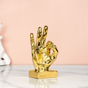 Golden "OK" Finger Gesture Decorative Showpiece