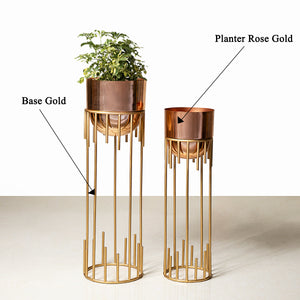Dripping Luxury Metal Rose Gold Planters - Pair