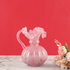 Vintage Rosy Pitcher Handblown Glass Vase and Decorative Showpiece