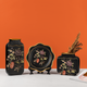 The Glasgow Plaid Decorative Ceramic Vase Set of 3 - Black