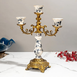 Victorian 3 piece Ivory & Gold Candle Stand