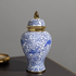 Moksha Blue & White Chinoiserie Ceramic Decorative Vase And Showpiece