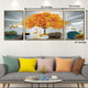 The Golden Glory Framed Crystal Glass Nature Painting - Set of 3 (B)