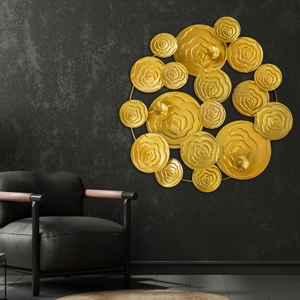 Muscat Circular Discs Metal Wall Art - Gold