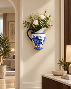 Azure Rose Decorative Wall Hanging Vase & Item for wall Decoration (Blue Pottery)