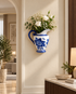 Azure Rose Decorative Wall Hanging Vase & Item for wall Decoration (Blue Pottery)