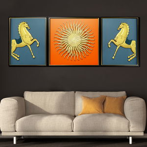 Sunlit Stallion Wall Decoration Showpiece - Set of 3