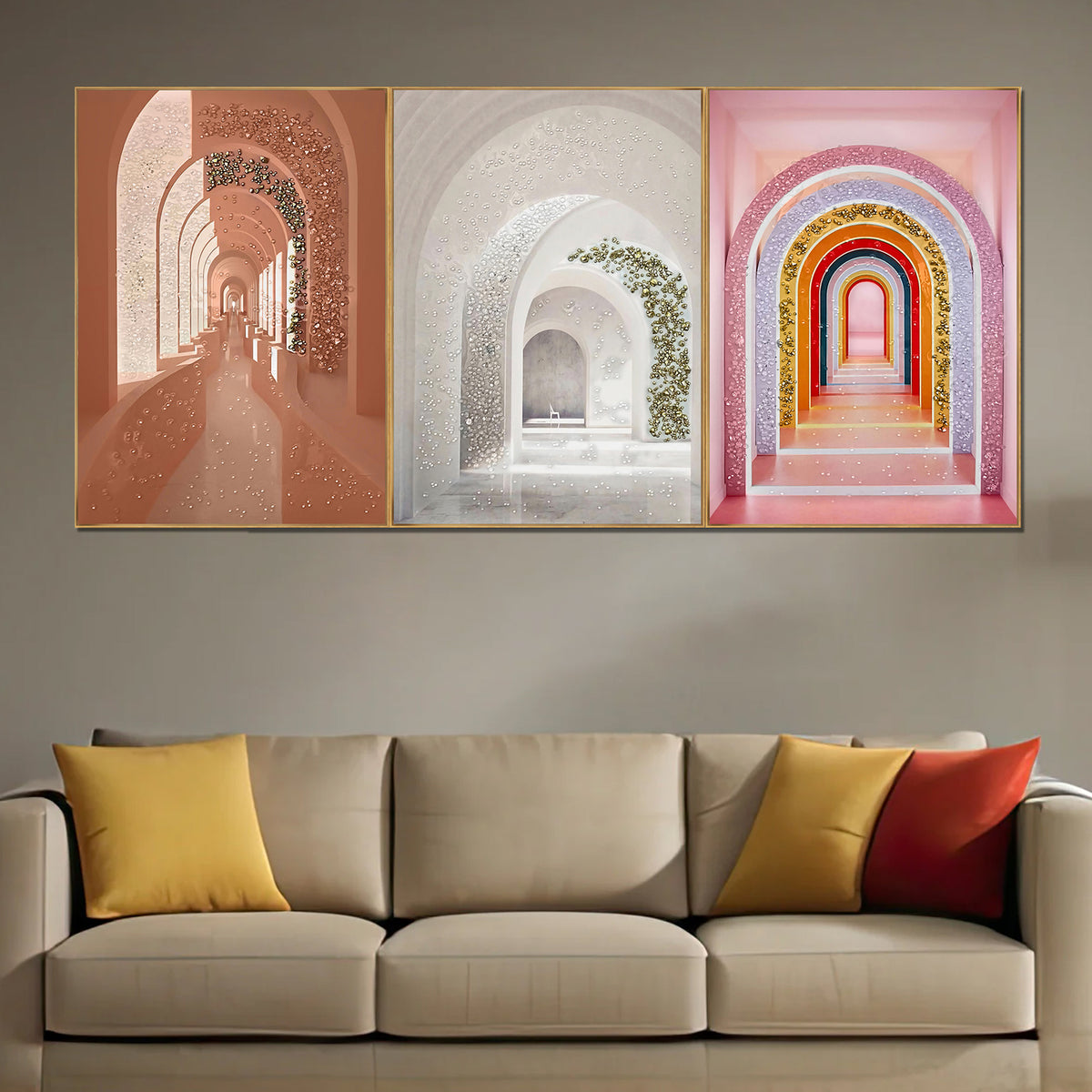 Unending Pathways Crystal Glass Painting  - Set Of 3 (N)