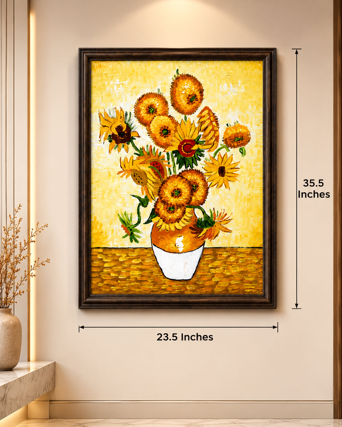 Sunflower Harmon 100% Hand Painted Wall Art Paintings for Home & Item for Wall Decoration ( 35.5 x 23.5 Inches )