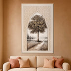 Pathway to Calm Hand painting painting for home Wall (With Outer Floater Frame) (47x31.5 Inches)