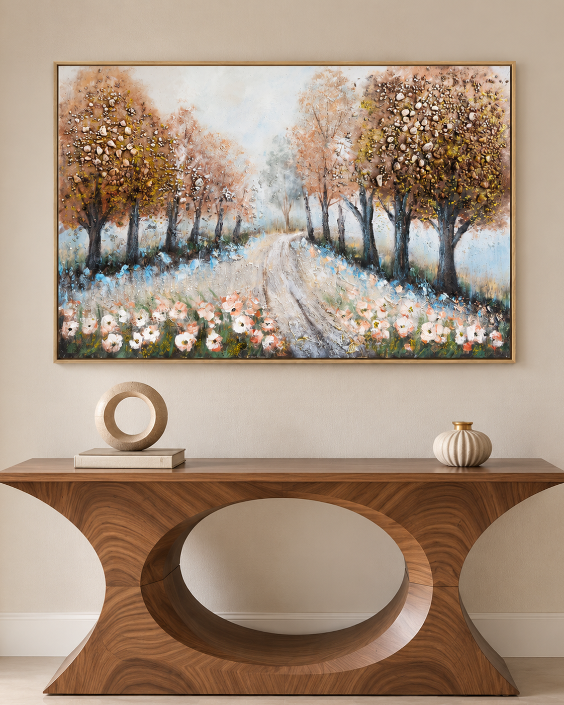 Pathway to Peace Hand painting for Home & Wall Decoration Item (With Outer Floater Frame) (47x31.5 Inches)