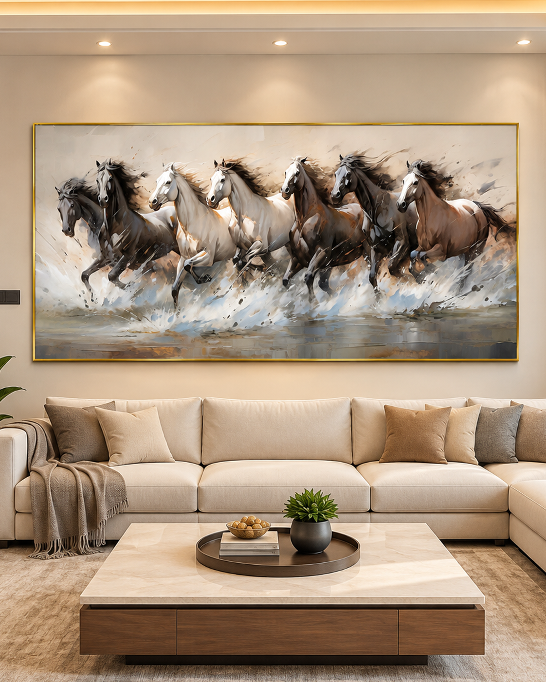 7 Running Horses Wild Canvas Print For Wall Decoration at Home