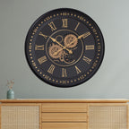 Midnight Dial Luxury Designer Wall clocks for the Home With Moving Gear Mechanism (Steel Body)
