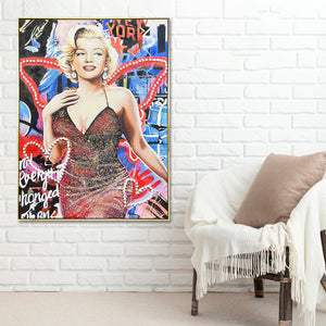 Marilyn's Glamorous Glow Hand painting painting for home Wall (With Outer Floater Frame) (47x35.5 Inches)