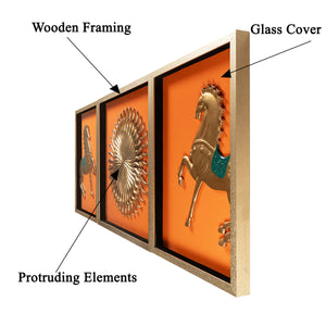 Equine Euphoria Shadow Box Wall Decoration Showpiece - Set of 3