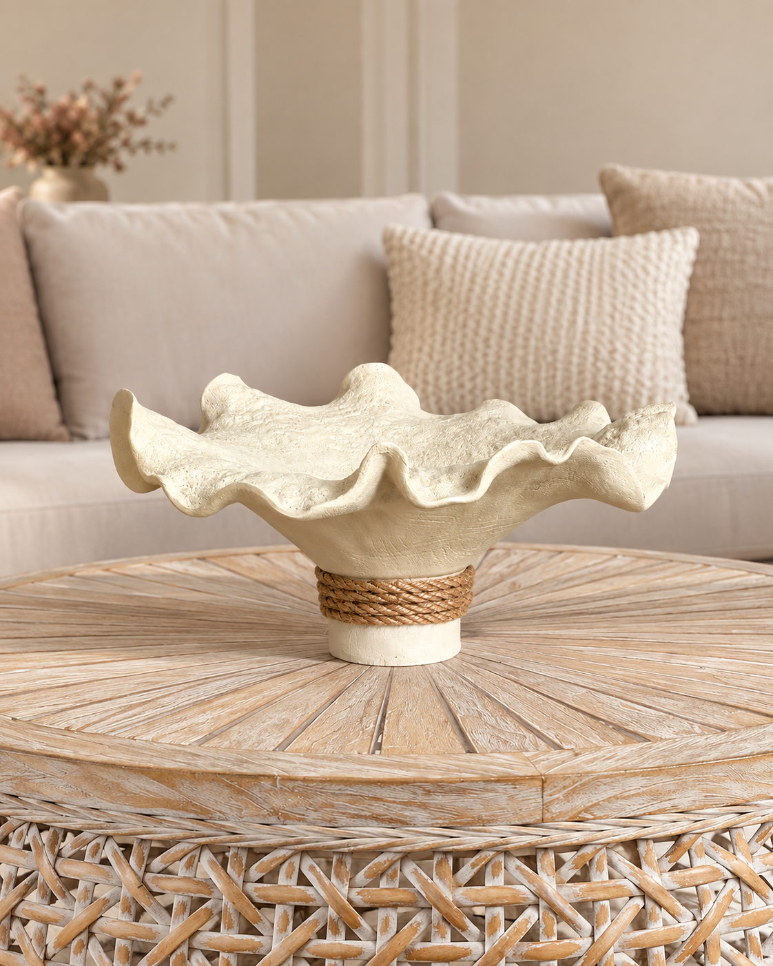 Seashell Wave Decorative Bowl & Item for Home Deocoration - Beige