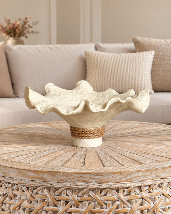 Seashell Wave Decorative Bowl & Item for Home Deocoration - Beige