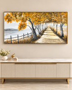Endless Journey 100% Handmade Nature Painting For Home (With Golden Outer Floater Frame ) (27.5x55 Inches)