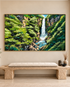 Hidden Falls 100% Hand Painted Wall Painting (With Golden Outer Floater Frame frame) (27.5x55 Inches)