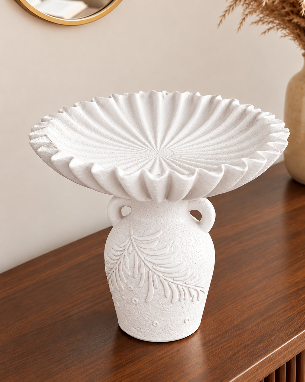 Floral Crest Decorative Bowl & Item for Home Deocoration - White