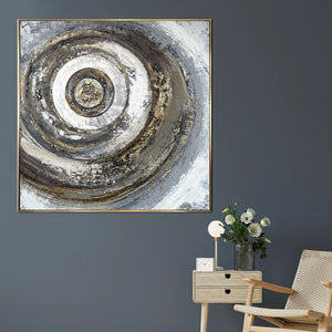 Cosmic Spiral Hand Wall Painting and Item for Wall Decoration (Comes With an Outer Floater Frame) (40x40 Inches)