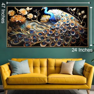 Azure Peacock Dreams Crystal Glass Modern Art Paintings & Wall Decoration items (N)