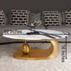 Amara Gold Base Round Accent Table - Gold (Stainless Steel) (PANDA STONE) (N)