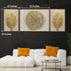 Golden Leaf & Sunburst Crystal Glass Wall Paintings For Home - Set of 3