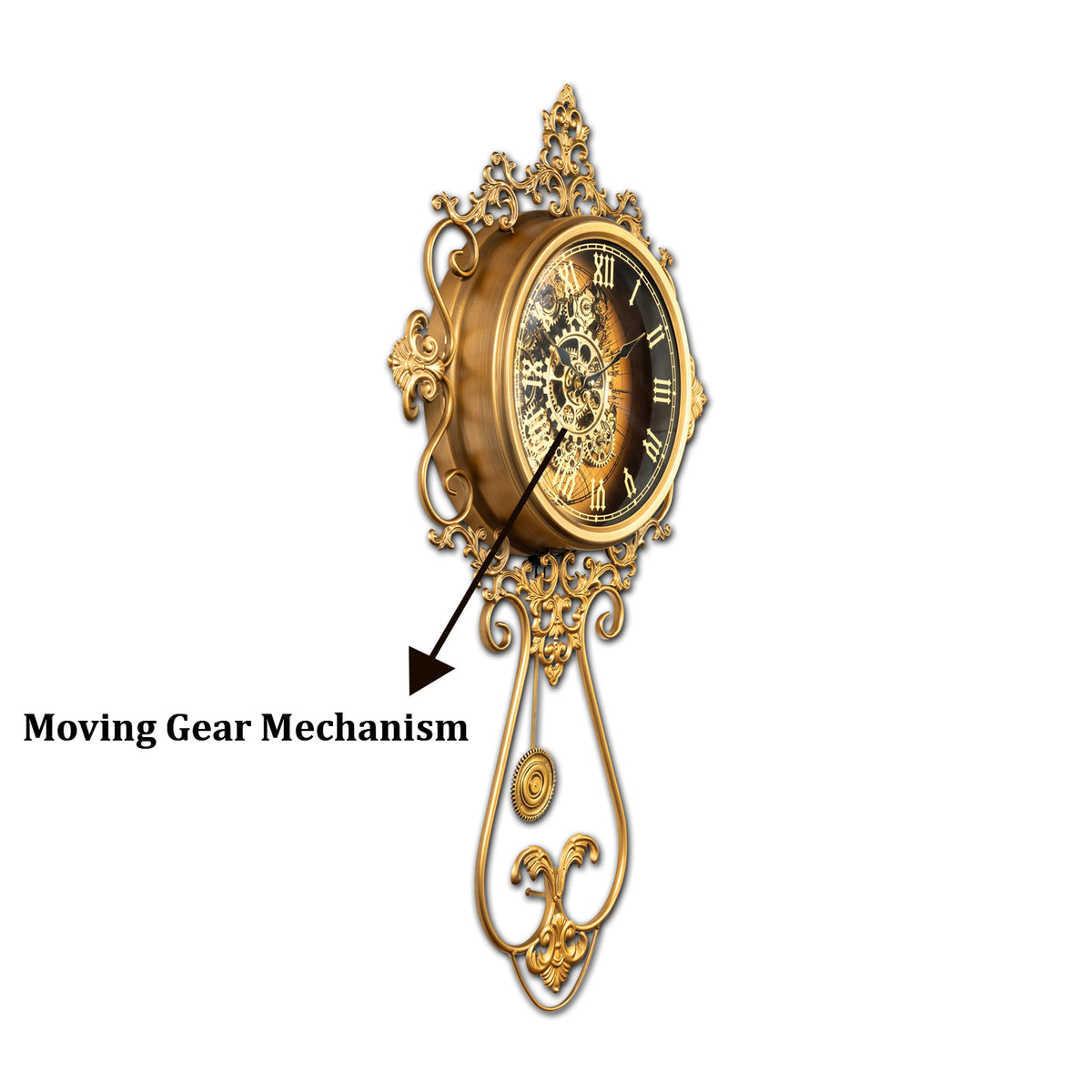 Hour Horizon Luxury Designer Pendulum Clock With Moving Gear/Pendulum Mechanism Buy Wall Clock Online (Steel Body)