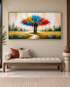 Tree of Colorful Dreams  100% Hand Painted Wall Painting (With Golden Outer Floater Frame frame) (27.5x55 Inches)