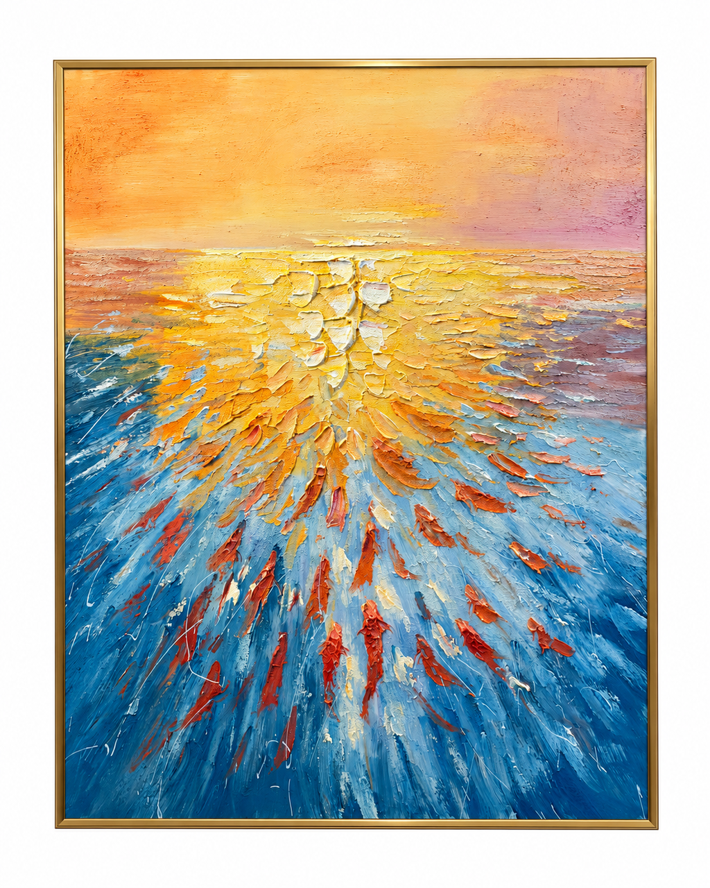 Ocean Reverie Handmade Paintings for Home & Wall Decoration Item (With Outer Floater Frame) (47x35.5 Inches)