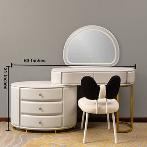 Mono Glow Table Dressing Table & Vanity Set With Mirror & Chair