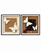 Butterfly Grace & Blossom Shadow Box for Wall Decoration & Wall Art -Set of 2