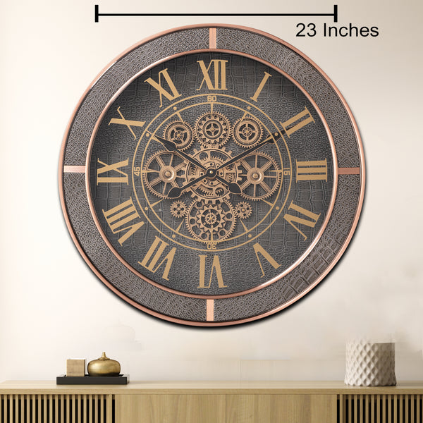 Whispering Wheel Luxury Designer Watches Wall clocks for the Home With Moving Gear Mechanism Buy Wall Clock Online (Steel Body)