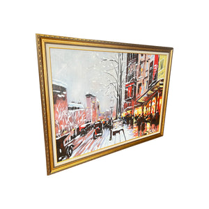 An English Evening Hand painted Wall Art (With Outer Floater Frame) (47x36 Inches) (Victorian Frame)