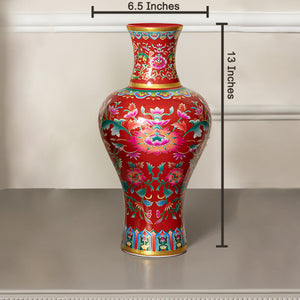 Palace Bloom Radiance Vase & Item for Home Decoration - RED