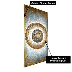 Solar Flare Hand Wall Paintings for Home (Comes With an Outer Floater Frame) (28x55 Inches)