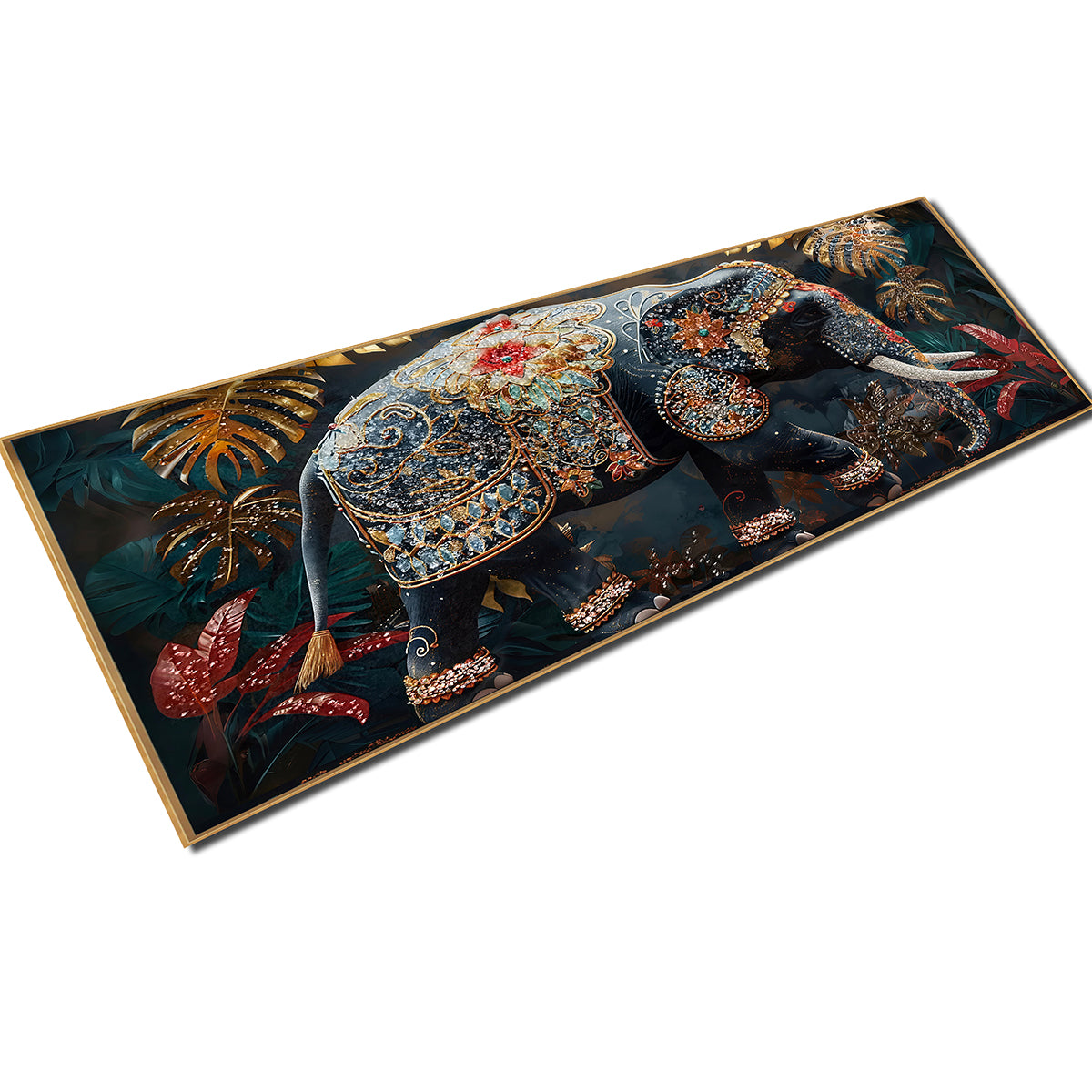 Royal Majestic Elephant Crystal Glass Painting & Wall Decoration Items