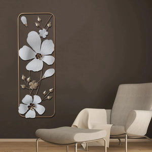 Contemporary Flower Bail Metal Wall Art - White